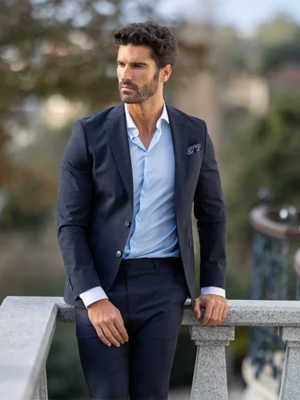 FATO AZUL COM QUADRADOS SLIM FIT ZOLF