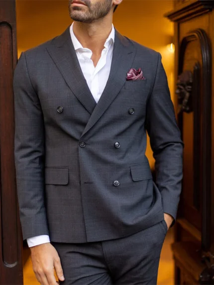 FATO TRESPASSE CINZA  ANTRACITE QUADRADOS SLIM FIT ZOLF