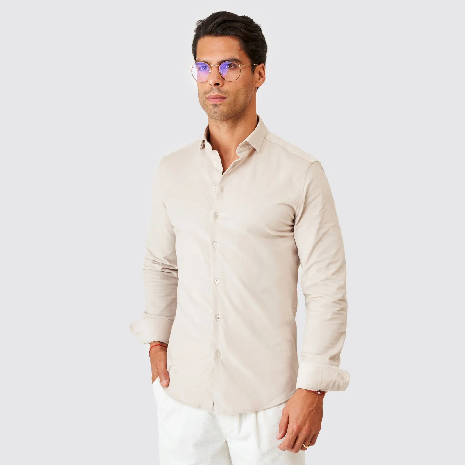 241903001-4 CAMISA DE BOMBAZINE BEGE ZOLF - Image 1
