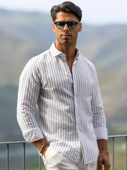 CAMISA DE LINHO RISCA AZUL ZOLF