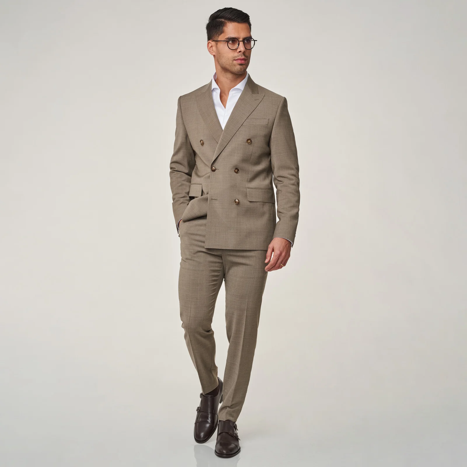 242905001_2 FATO TRESPASSE TAUPE SLIM FIT ZOLF - Image 1