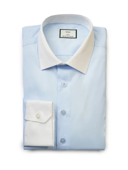 CAMISA CLÁSSICA  AZUL BEBE COM GOLA ITALIANA ZOLF