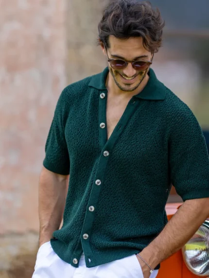 CAMISEIRO PONTO CROCHÊ ESTRUTURA VERDE ESCURO ZOLF