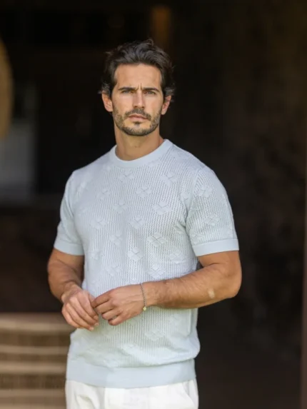 T-SHIRT TRICOT PADRÃO AZUL ZOLF