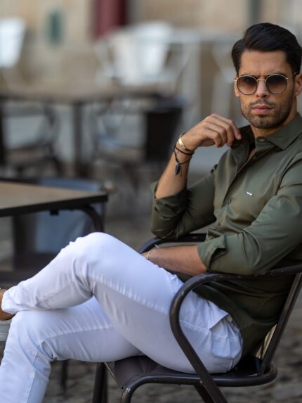 CAMISA GOLA ITALIANA KAKI SLIM FIT ZOLF