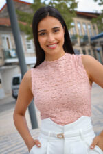 CAMISOLA ROSA TECIDO FLORES PONTO CHIC - Image 2