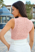 CAMISOLA ROSA TECIDO FLORES PONTO CHIC - Image 3