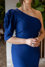 VESTIDO COMPRIDO AZUL COM RACHA PONTO CHIC - Image 4