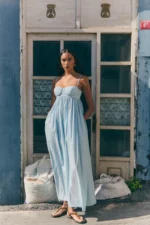 VESTIDO MIDI AZUL SEMICOUTURE