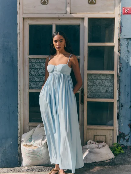 VESTIDO MIDI AZUL SEMICOUTURE