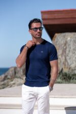 T-SHIRT DE MALHA BÁSICA  AZUL IC WEAR