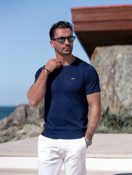 T-SHIRT DE MALHA BÁSICA  AZUL IC WEAR