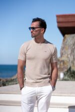 T-SHIRT DE MALHA BÁSICA BEGE IC WEAR - Image 3