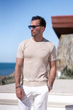 T-SHIRT DE MALHA BÁSICA BEGE IC WEAR