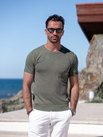 T-SHIRT DE MALHA BÁSICA VERDE KAKI IC WEAR