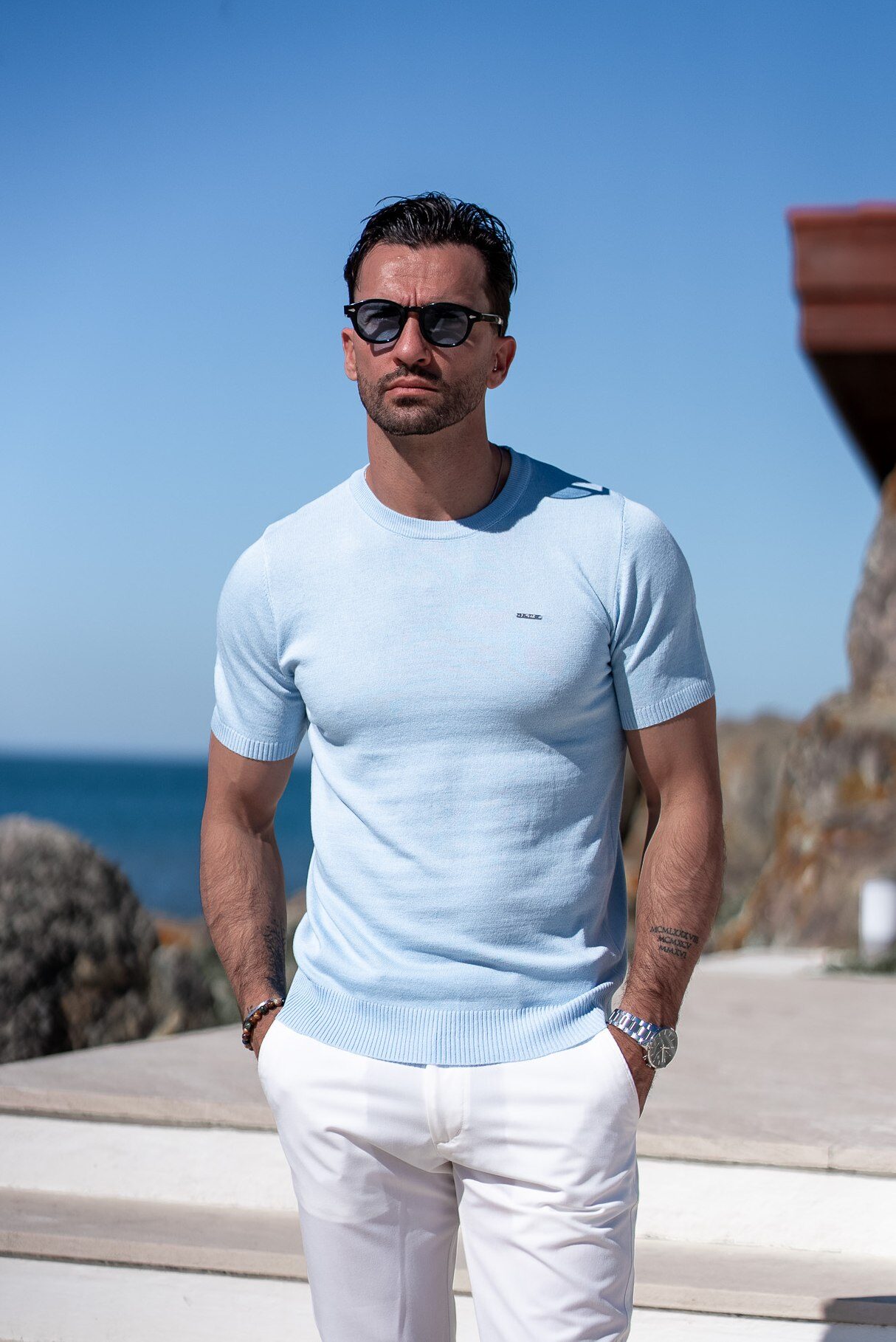 TSK006-11 T-SHIRT DE MALHA BÁSICA AZUL CLARO IC WEAR - Image 1