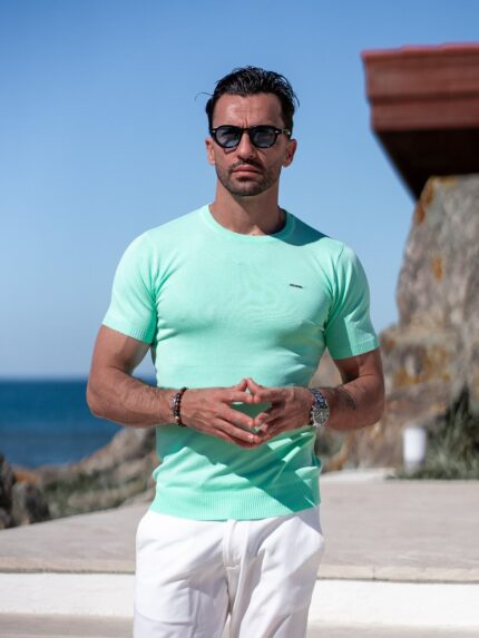 T-SHIRT DE MALHA BÁSICA VERDE ÁGUA IC WEAR