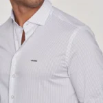 CAMISA GOLA ITALIANA RISCA FINA SLIM FIT CINZA CLARO ZOLF - Image 3