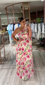 VESTIDO ESTAMPADO PLISSADO PONTO CHIC