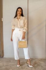 CALÇA BRANCA CLASSICA COM CINTO PONTO CHIC