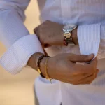 CAMISA GOLA ITALIANA RISCA FINA SLIM FIT BEGE ZOLF - Image 3
