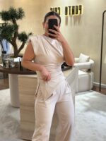 CONJUNTO BEGE DE TOP E PANTALONA PONTO CHIC - Image 5