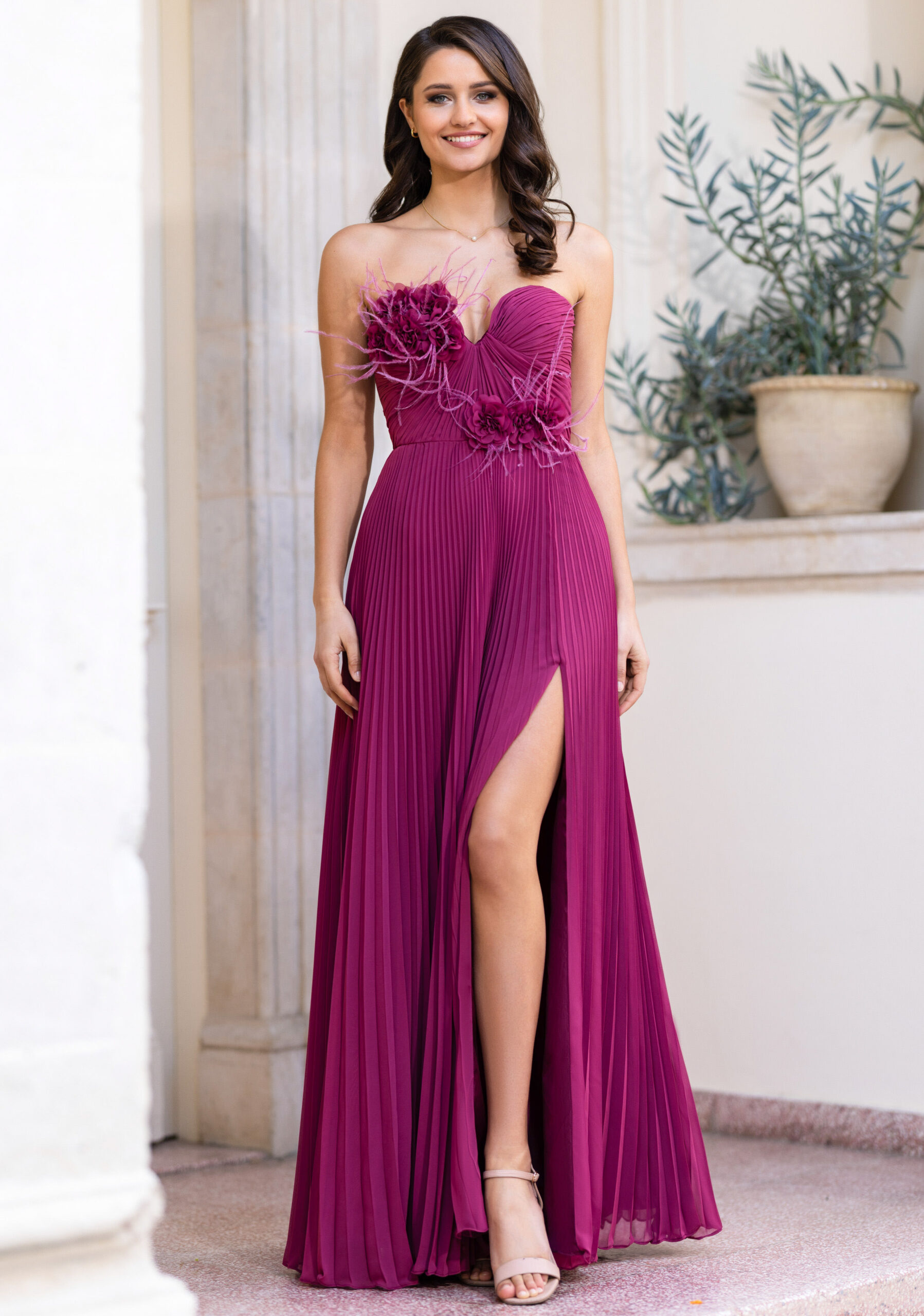 0888_Anemone Purple_1 VESTIDO EM CHIFFON PLISSADO ROXO PONTO CHIC - Image 1