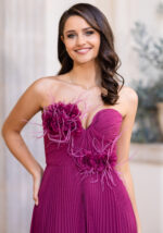 VESTIDO EM CHIFFON PLISSADO ROXO PONTO CHIC - Image 2