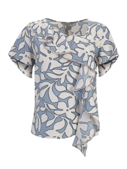 TÚNICA ESTAMPADA COM FOLHO SILVINA CAMPOS