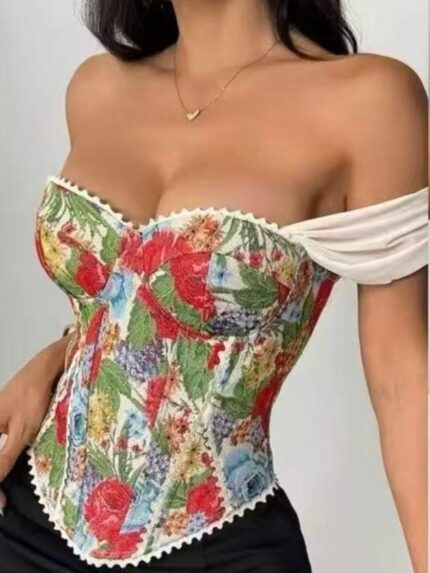 CORSET ESTAMPADO FLORAL PONTO CHIC