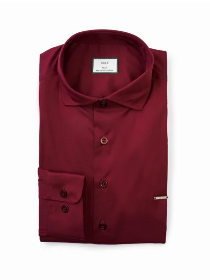 CAMISA GOLA ITALIANA SLIM FIT BORDO