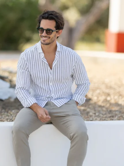 CAMISA DE LINHO RISCA INTERMEDIA BRANCO ZOLF