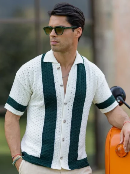 CAMISEIRO PONTO CROCHÊ PERFURADO COM RISCA CRU ZOLF
