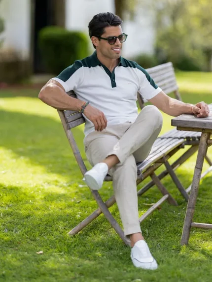 POLO TRICOT TRICOLOR COM BOTÃO BRANCO ZOLF