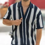 CAMISEIRO PONTO CROCHÊ COM RISCA AZUL ZOLF - Image 2