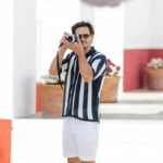 CAMISEIRO PONTO CROCHÊ COM RISCA AZUL ZOLF - Image 3