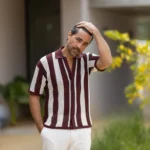 CAMISEIRO PONTO CROCHÊ COM RISCA BORGONHA ZOLF - Image 2