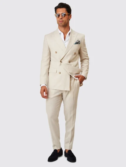 FATO TRESPASSE EM MISTURA DE LINHO BEGE SLIM FIT ZOLF
