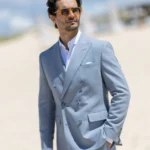 FATO TRESPASSE EM MISTURA DE LINHO AZUL SLIM FIT ZOLF - Image 4