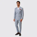FATO TRESPASSE EM MISTURA DE LINHO AZUL SLIM FIT ZOLF