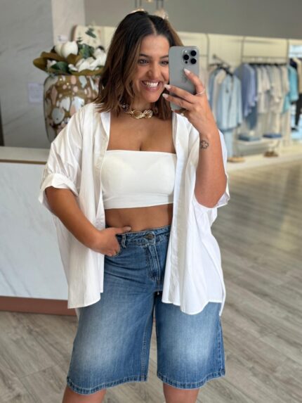 TOP BRANCO COM ALÇA FINA PONTO CHIC