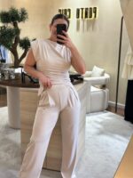 CONJUNTO BEGE DE TOP E PANTALONA PONTO CHIC - Image 2