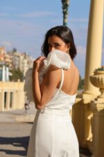 VESTIDO COMPRIDO BRANCO COM FOLHO PONTO CHIC - Image 5