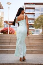 VESTIDO VERDE ÁGUA COM FOLHO PONTO CHIC - Image 6