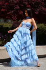 VESTIDO COMPRIDO AZUL COM FOLHOS NO SECRETS - Image 4