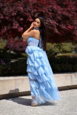 VESTIDO COMPRIDO AZUL COM FOLHOS NO SECRETS - Image 9