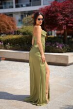 VESTIDO COMPRIDO VERDE AZEITONA PONTO CHIC - Image 4