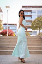 VESTIDO VERDE ÁGUA COM FOLHO PONTO CHIC - Image 3
