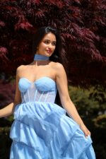 VESTIDO COMPRIDO AZUL COM FOLHOS NO SECRETS - Image 6