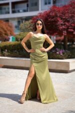 VESTIDO COMPRIDO VERDE AZEITONA PONTO CHIC